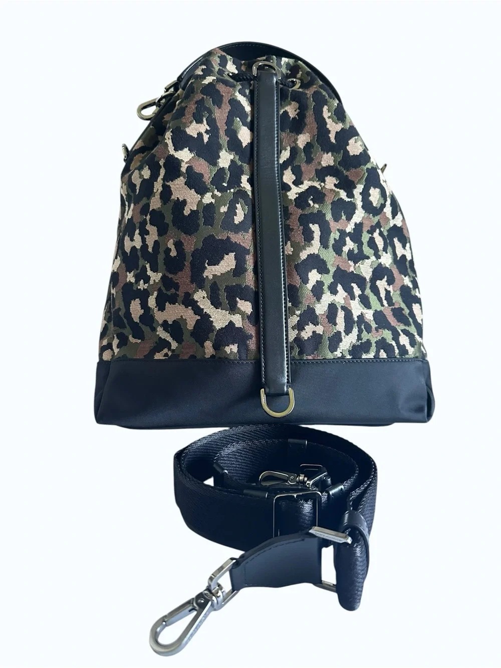 $2900 NWT Dolce & Gabbana Leopard Camouflage Jacquard Bucket Bag Backpack